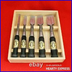 Japanese Chisel Iyoroi Oire Nomi 5set Damascus Steel Ebony Handle