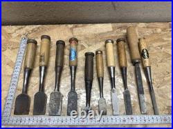 Japanese Chisel Lot Set of 10 Oire Nomi Sakurani Nippon Ryutaro Vintage Tool