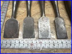 Japanese Chisel Lot Set of 10 Oire Nomi Sakurani Nippon Ryutaro Vintage Tool
