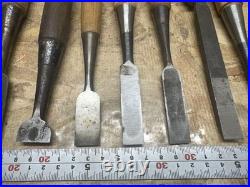 Japanese Chisel Lot Set of 10 Oire Nomi Sakurani Nippon Ryutaro Vintage Tool