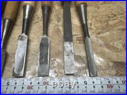 Japanese Chisel Lot Set of 10 Oire Nomi Sakurani Nippon Ryutaro Vintage Tool