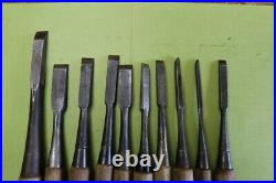Japanese Chisel Lot of 17 Nomi Vintage Toshigoro Carpenter Woodworking Oire M035