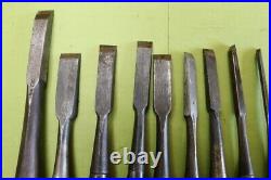 Japanese Chisel Lot of 17 Nomi Vintage Toshigoro Carpenter Woodworking Oire M035