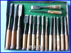 Japanese Chisel Oire Nomi Set of 15 Vintage Carpentry Woodworking Tools Japan