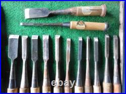 Japanese Chisel Oire Nomi Set of 15 Vintage Carpentry Woodworking Tools Japan