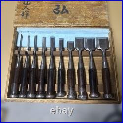 Japanese Chisel Set 10pc Oire Nomi Woodworking Tool with Wooden Case