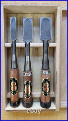Japanese Chisel Set 3pc Oire Nomi Woodworking Tools Boxed Nomikatsu
