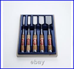 Japanese Chisel Set 5pc Oire Nomi Shirogami White Steel No. 2 Handmade Carpenter