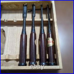 Japanese Chisel Set 8pc Signed Shogoin Oire Nomi Woodworking Carpentry Tools