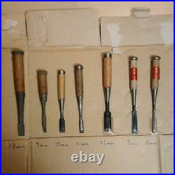 Japanese Chisel Tenpei Carpenter Set 6mm Professional 21mm Vintage Lot of 7 Tool