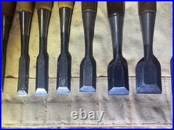 Japanese Chisels Oire Nomi Set 10 Pcs Ouchi Takashiba Gensou Canvas Tool Roll