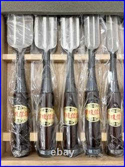Japanese Chisels Shogoin Mitsu-Ura Oire Nomi Set of 10 Shutan Handle Wooden Box