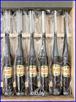 Japanese Chisels Shogoin Mitsu-Ura Oire Nomi Set of 10 Shutan Handle Wooden Box