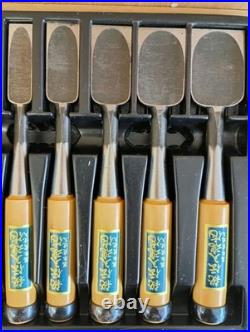 Japanese Custom Oire Nomi Chisel Set 10pcs Wooden Case Woodworking Tool Used #22