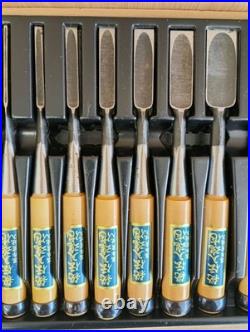 Japanese Custom Oire Nomi Chisel Set 10pcs Wooden Case Woodworking Tool Used #22 Japanese Custom Oire Nomi Chisel Set 10pcs Wooden Case Woodworking Tool Used #22