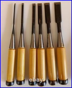 Japanese Custom Oire Nomi Chisel Set 10pcs Wooden Case Woodworking Tool Used #22