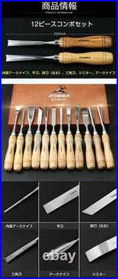 Japanese Custom Oire Nomi Chisel Set 10pcs Wooden Case Woodworking Tool Used #22