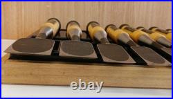 Japanese Custom Oire Nomi Chisel Set 10pcs Wooden Case Woodworking Tool Used #22