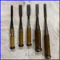 Japanese Nomi Chisel Lot of 5 Ryuo Oire Nomi Gouge Woodworking Carpentry Tools