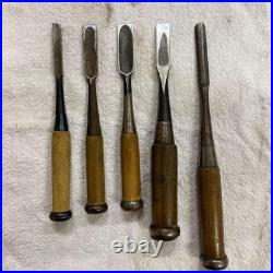 Japanese Nomi Chisel Lot of 5 Ryuo Oire Nomi Gouge Woodworking Carpentry Tools