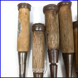 Japanese Nomi Chisel Old Retro Oire Tools Set of 8 Vintage