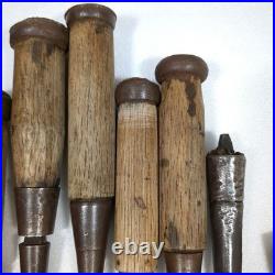 Japanese Nomi Chisel Old Retro Oire Tools Set of 8 Vintage
