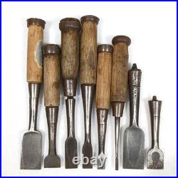 Japanese Nomi Chisel Old Retro Oire Tools Set of 8 Vintage