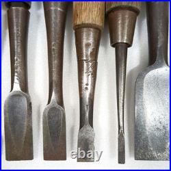 Japanese Nomi Chisel Old Retro Oire Tools Set of 8 Vintage