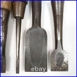 Japanese Nomi Chisel Old Retro Oire Tools Set of 8 Vintage