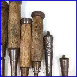 Japanese Nomi Chisel Old Retro Oire Tools Set of 8 Vintage