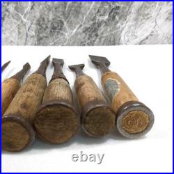 Japanese Nomi Chisel Old Retro Oire Tools Set of 8 Vintage