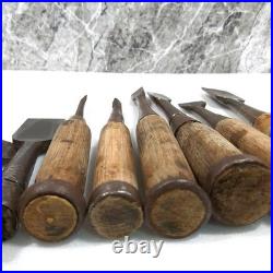 Japanese Nomi Chisel Old Retro Oire Tools Set of 8 Vintage