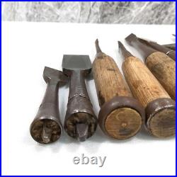 Japanese Nomi Chisel Old Retro Oire Tools Set of 8 Vintage