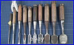 Japanese Nomi Chisel Vintage Old Retro Oire #1-4 Tools Set of 10
