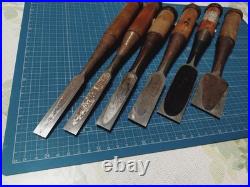 Japanese Nomi Chisel Vintage Old Retro Oire Tools 14.0mm-41.0mm Set of 6