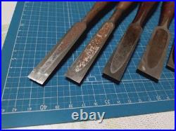 Japanese Nomi Chisel Vintage Old Retro Oire Tools 14.0mm-41.0mm Set of 6