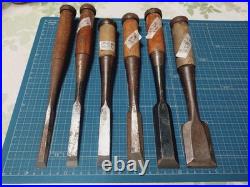 Japanese Nomi Chisel Vintage Old Retro Oire Tools 14.0mm-41.0mm Set of 6