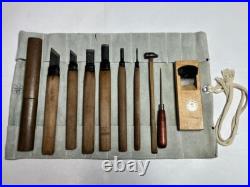 Japanese Nomi Chisel Vintage Old Retro Oire Tools Set Kanna with Case F/S Japan