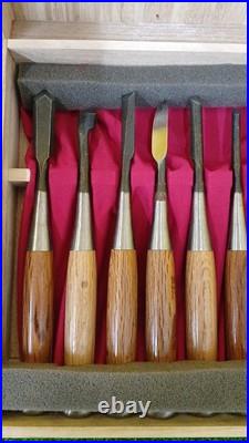 Japanese Nomi Chisel Vintage Old Retro Oire Tools Set of 10 Akatsuki in Box Japanese Nomi Chisel Vintage Old Retro Oire Tools Set of 10 Akatsuki in Box