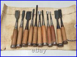 Japanese Nomi Chisel Vintage Old Retro Oire Tools Set of 10 Etsuhiro + 1 F/S JP