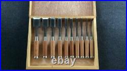 Japanese Nomi Chisel Vintage Old Retro Oire Tools Set of 10 Hidari Ichihiro