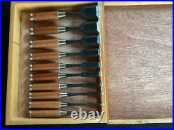 Japanese Nomi Chisel Vintage Old Retro Oire Tools Set of 10 Hidari Ichihiro