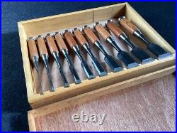 Japanese Nomi Chisel Vintage Old Retro Oire Tools Set of 10 Hidari Ichihiro