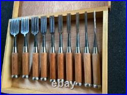 Japanese Nomi Chisel Vintage Old Retro Oire Tools Set of 10 Hidari Ichihiro