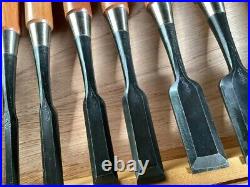 Japanese Nomi Chisel Vintage Old Retro Oire Tools Set of 10 Hidari Ichihiro