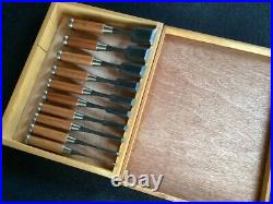 Japanese Nomi Chisel Vintage Old Retro Oire Tools Set of 10 Hidari Ichihiro