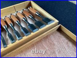 Japanese Nomi Chisel Vintage Old Retro Oire Tools Set of 10 Hidari Ichihiro