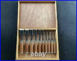 Japanese Nomi Chisel Vintage Old Retro Oire Tools Set of 10 Hidari Ichihiro