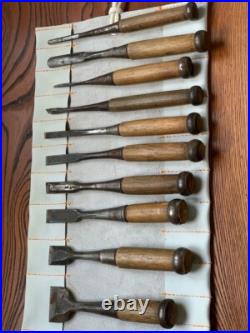 Japanese Nomi Chisel Vintage Old Retro Oire Tools Set of 10 Hiramaru F/S From JP