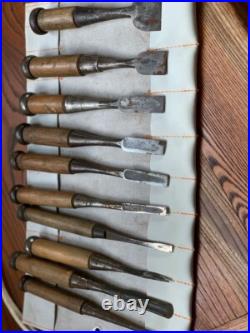 Japanese Nomi Chisel Vintage Old Retro Oire Tools Set of 10 Hiramaru F/S From JP